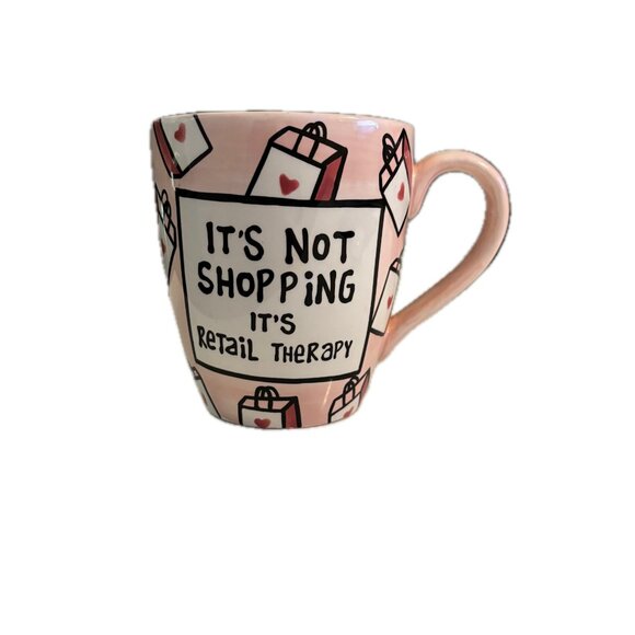 Our Name Is Mud by Lorrie Veasey Retail Therapy Mug Hand Painted Design Vintage - Picture 5 of 6